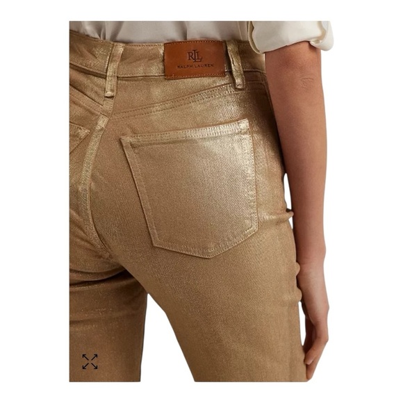 Lauren Ralph Lauren Women's Metallic High-Rise Straight Ankle Jeans 12P New - Picture 4 of 9